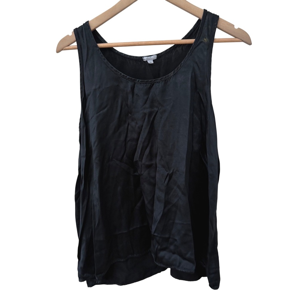 P.J. Harlow‎ Tank Top Large Black Satin Racerback Scoop Neck Loungewear